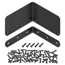 Mardatt Black L Brackets Corner Brace 90 Degree Angle Brackets with Self Tapping Screws Set for Chair Shelves Cabinet Furniture Repair Joint Support (100x100mm/3.93")