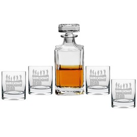 Abby Smith, Walking Dead Decanter with Engraved Rocks Glasses, Set of 5