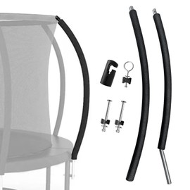 Universal Trampoline Replacement Curved Net Pole, Curved Pole Kit for 10-16ft Frame, with Plastic Tube Cap, Mounting Hardware, Foam Padding