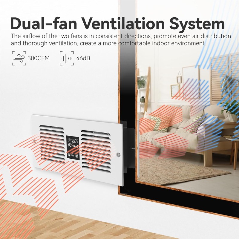 Room to Room Fan with Remote Control, 300CFM Through Wall