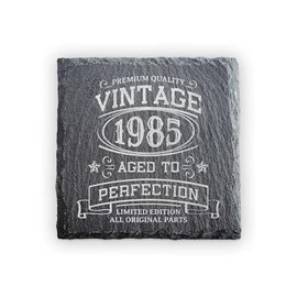 40th Birthday Slate Coaster | 1985 Aged to Perfection | Limited Edition | Premium Quality | Vintage Style Engraved Gift (1985)
