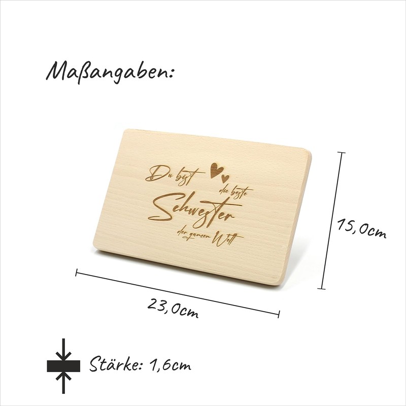 Breakfast Board for Sister for e.g. Birthday Chopping Board Wooden