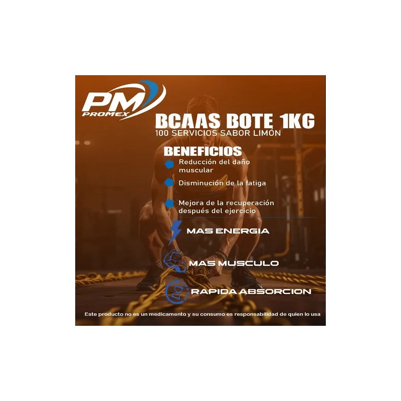 Aminoácidos Bcaas Promex 1kg Preentreno 200servicios Sabores