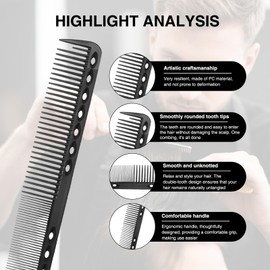 PASDUCHAS 9 PCS Carbon Hair Cutting Combs, Heat Resistant Comb Professional for Hair Stylist