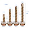 (140Pcs) Hex Washer Head Self Drilling Screws，#8x3/5,#8x4/5,#8x1,#8x1-1/5 TEK Screws, Self