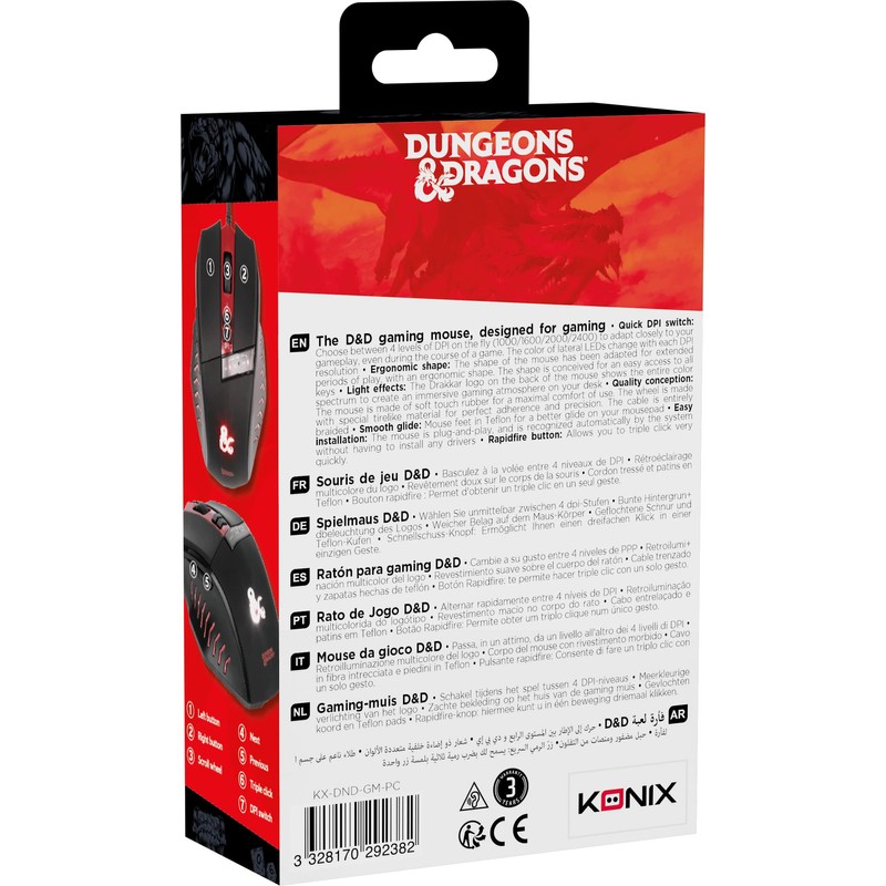 Konix Dungeons & Dragons Gaming-Maus für PC - 6 Tasten