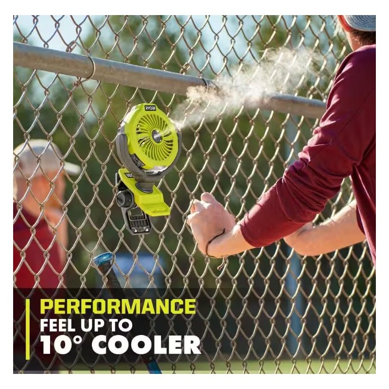 RYOBI USB Lithium Cordless Misting Clamp Fan Kit with USB