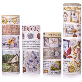 UNOZAVER 18 Rolls Aesthetic Vintage Washi Tape Set, 75/50/30/25/20/15/10/5mm Wide Flowers, Butterfly Retro Tape for Scrapbook Accessories, DIY Crafts, Junk Journal, Planner (Grace)