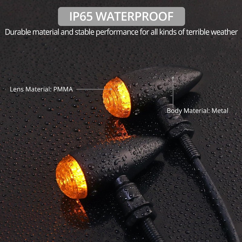Justech 4 PCS Motorcycle Indicators Amber, Universal Turn Signal Lights