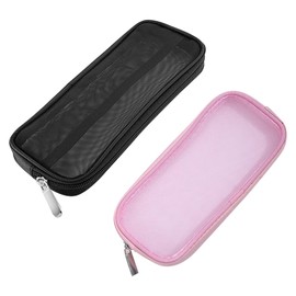UUYYEO 2 Pcs Mesh Makeup Brush Bag Case Travel Makeup Tool Holder Organizer Small Cosmetic Pouch Travel Toiletry Bag Pencil Case Makeup Artist Storage Bag