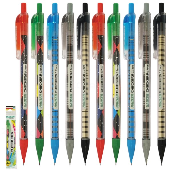 iCheckers Mechanical Pencils, 0.7mm Lead Size, Pack of 10, Propelling