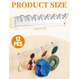 12Pcs Self-Adhesive Necklace Organizer, Necklace Holder Wall Mounted, Hanging Jewelry Organizer with 8 Hooks for Necklaces, Bracelets, Rings, Earrings and Jewelry Display (3.7inch Long)