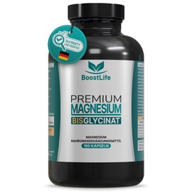 BoostLife Magnesium Bisglycinate 180 Capsules - 2445 mg Magnesium Bisglycinate per Daily Dose, of which 330 mg Elementary Magnesium - Vegan, Laboratory Tested, No Unnecessary Fillers