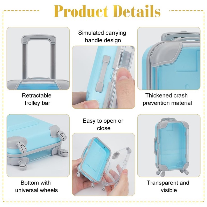 FINGERINSPIRE Pack of 5 Mini Suitcase Storage Boxes Made of