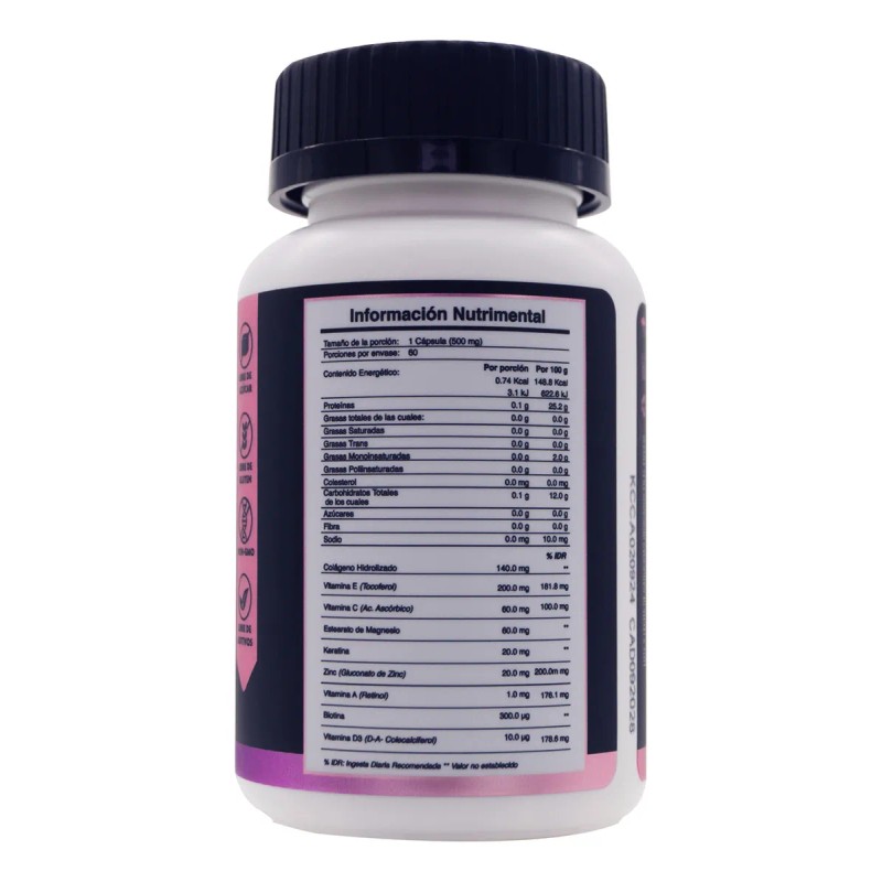 Suplemento Biotina Vitamina D3 Keratina Colageno 60 Cap A4h Sabor