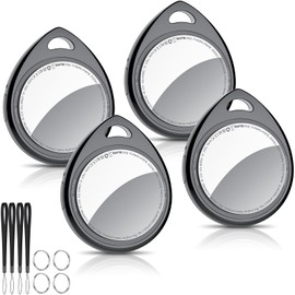 Air Tracker Tags-4 Pack, 5.3 Bluetooth Tracker Work with Apple Find My (iOS Only), 100dB Sound, Smart Tag with Keychain/Lanyard, Item Finder for Luggage/Key/Suitcase, Replaceable Battery, Black.