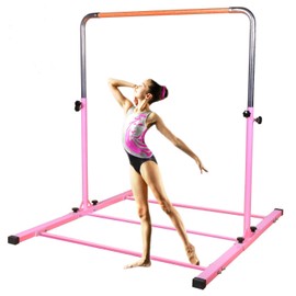 SHIWEI Gymnastics Training Bar- Height Adjustable 3' to 5' Horizontal Kip Bar for Kids