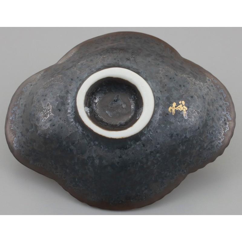 Arita Ware 466059 Toetsu Kiln Moku-Shaped Salt Dish, Silver Painted