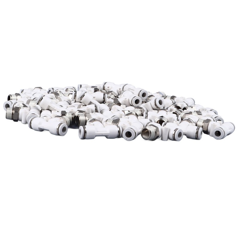 50PCS PT1/4 Hose Connectors PU Nylon Tubing T Shaped Tee