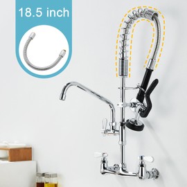 Favorpo 18" Commercial Sink Faucet Sprayer Hose Stainless Steel Commercial Kitchen Sink Faucet Pre-rinse Sprayer Flexible Hose Replacement Kit