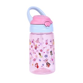 Princess Water Bottle with Soft Handle for Travel or at Home, 430ML, Leak-Proof When Closed with Straw Lid and Soft Handle