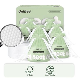 Unifree Facial Towels I Towelettes I Dry Wipes   I Facial Tissues, 80 Count Per Roll, 8-rolls Value Pack, Total 640 Count