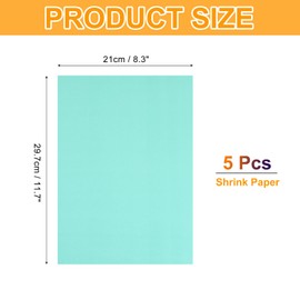 QUARKZMAN 5 Stück Schrumpffolienblätter, 8x12 Zoll Schrumpffilme Papier Wärmeschrumpf-Kunstpapier zum Herstellen von Ohrringen, Halsketten, Schlüsselanhängern DIY-Bastelprojekt, Hellblau