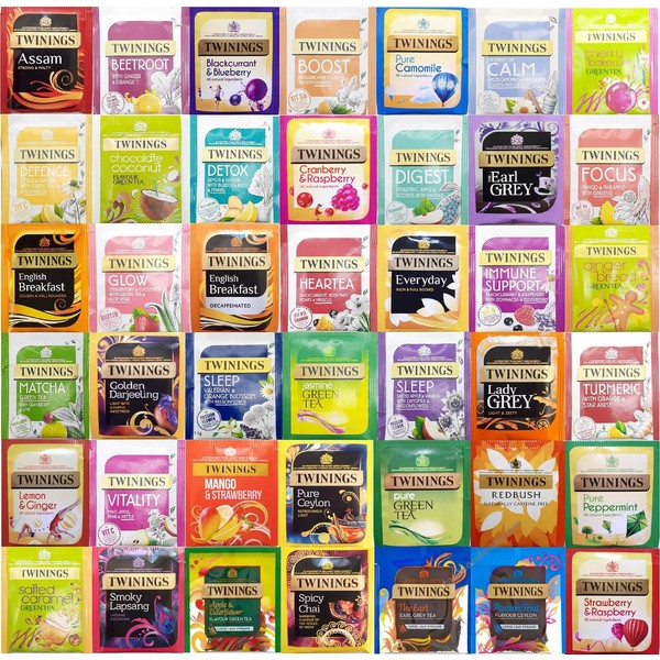 Twinings Tea Bags Individual Enveloped Tagged Classic and Flavoured Selections (50 Tea Envelopes)