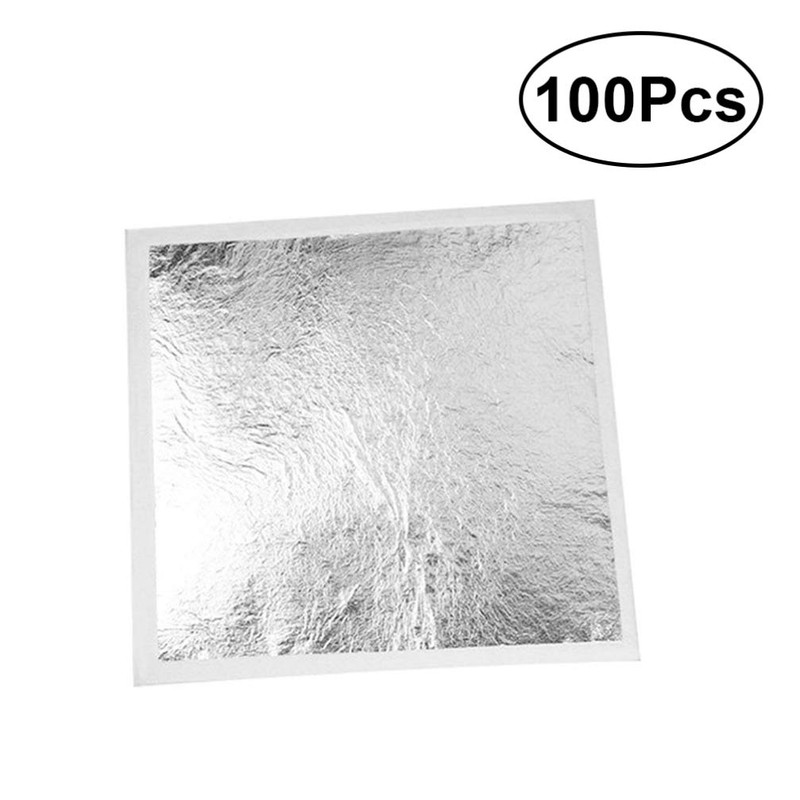 ROSENICE 100 Pieces Gold Leaf Silver Craft Paper for DIY