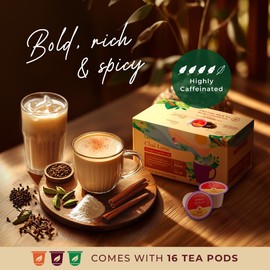 Gya Tea Co Chai Latte Black Tea K Cups for Keurig (16 ct) - High Caffeine Tea Chai Latte K Cup for Refreshing & Rich in Milk Coconut Chai Latte Mix - Chai Tea Latte K Cups Tea Pods for Keurig 2.0 &1.0