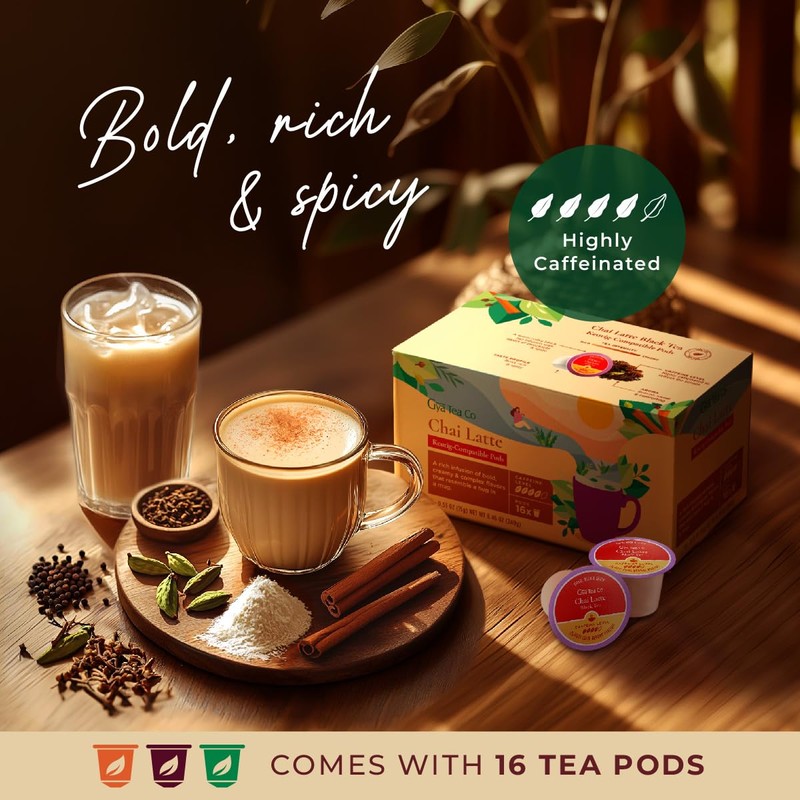 Gya Tea Co Chai Latte Black Tea K Cups for