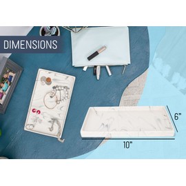 NAT & Jules 10 x 6 Ceramic Stoneware Vanity Tray - Perfect Bathroom or Kitchen Counter Organization Décor: Sponge Holder, Soap Dish, Jewelry and Perfume Tray, Marbled Cream