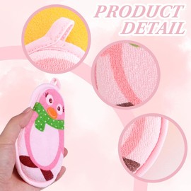 XOXVURI Pack of 3 Bath Sponge for Babies Bath Sponge Children Shower Sponge Baby Wash Sponge Shower Sponge Penguin Shower Sponge, Cartoon Design Sponge Wash Pads for Babies and Children