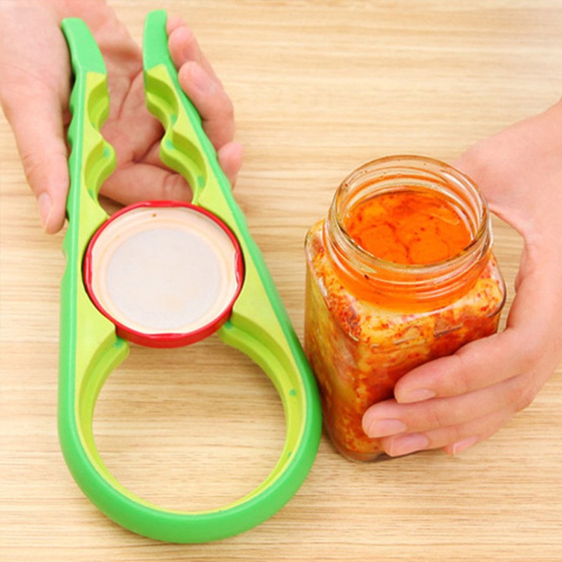1+1 all-purpose opener lid bottle opener 4-hole multi-cap opener, orange