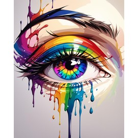 ldazao Colorful Eye Paint by Numbers Kit for Adults DIY Color Adult Paint by Number Kits Acrylic Canvas Painting Kit for Beginner Oil Painting Kits for Gift Home Wall Decor 16x20 Inch