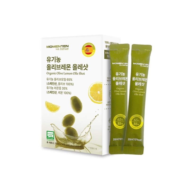 모먼튼 유기농 올리브레몬 올레샷 14포 1박스 엑스트라버진 올리... Momenton Organic