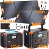 GRECELL Portable Power Station 2000W Peak Solar Generator Backup Battery