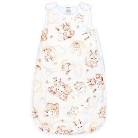 TupTam Baby Sleeping Bag 2.5 Tog - Oeko-Tex All-Year Sleeping Bag Children with Side Zip, Sleeveless, Beige animals on clouds / beige