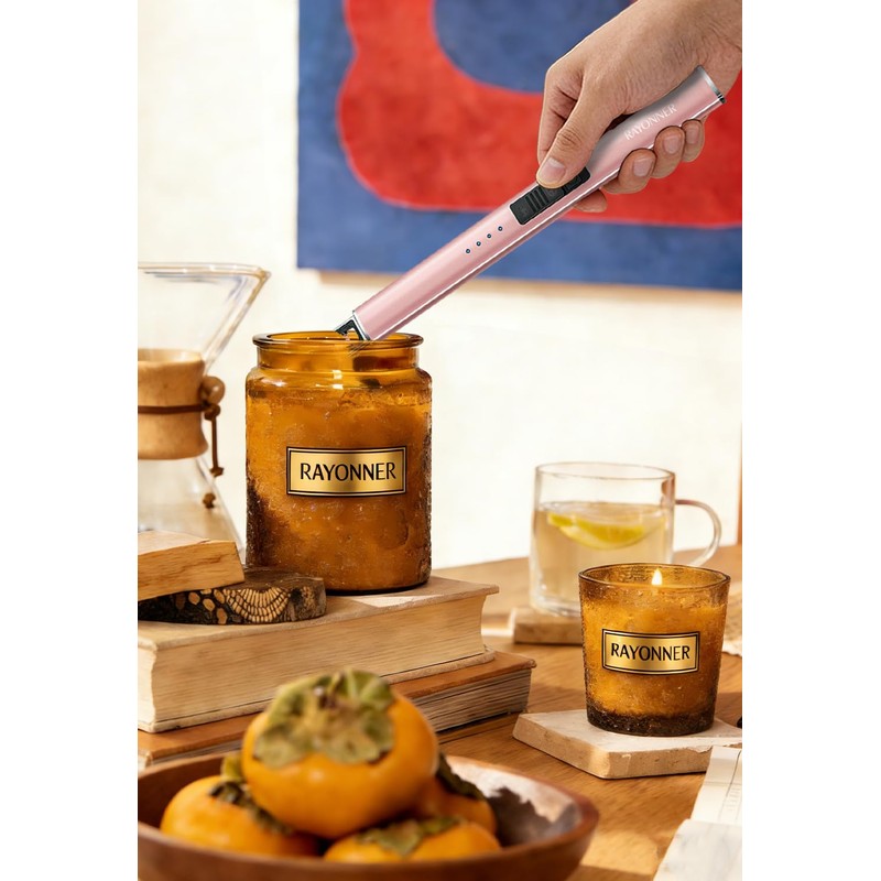 RAYONNER Electric Candle Lighter with Safety Switch Rechargeable Flameless Plasma