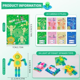 24Pcs Pop Fidget Spinners Bulk - DIY Deformable Astronaut Fingertip Toys with Cards Keychain Fidget Spinners Glow in The Dark Party Favors Sensory Toys Bulk for Kids Adults Classroom Prizes