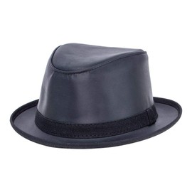 American Hat Makers Soho Leather Fedora — Black, Small