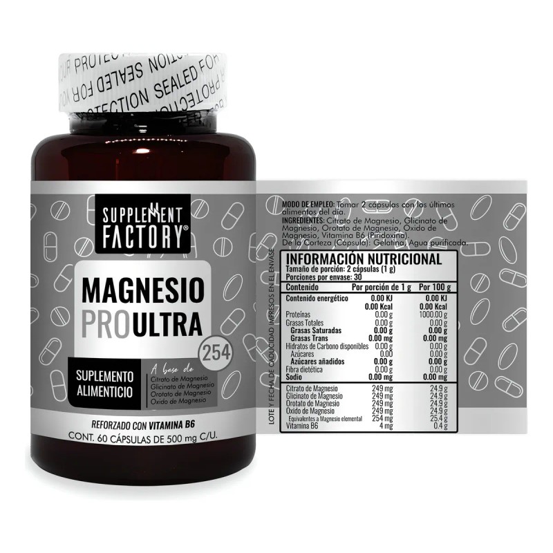 Magnesio Pro Ultra, 60 Cpsulas, Calidad Premium, 4 Magnesios Combinacin