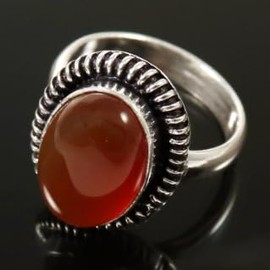 JEWELSTREZORO Karneol Edelstein Bandring Männer & Frauen Bandring Bandring 925 Sterling Silber Bandring Geschenkartikel Handarbeit TSR193E_70 (22.3)