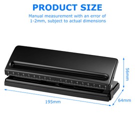 Adjustable 6 Hole Hole Punch, Metal Hole Punch Binder Puncher, A5 A6 A7 6-Ring Hole Punch with Positioning Marking, Binder Puncher Adjustable Distances for Daily Planner, Personal, Agenda (Black)