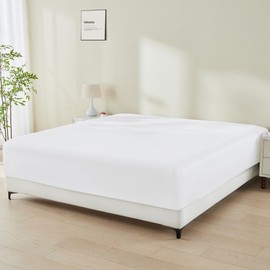 GOKOTTA Fitted Sheet Only - 15 inch Pocket, 100% Rayon Made from Bamboo, Super Soft and Cooling Bottom Sheet with Elastic Corner Straps, Durable Fitted Sheet in Bright White, Twin Size