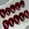 Handmade Press On Nails - Small Almond Cat Eye Red
