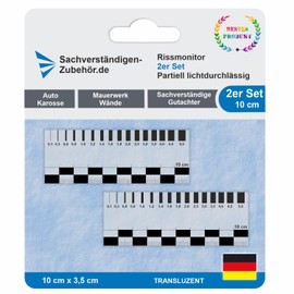 Sachverständigen-Zubehör® Crack Width Ruler Feeler Gauges [10 cm crack monitor] as 2 pcs ruler set | Crack Monitoring | Feeler Gauges Metric | Crime Scene Ruler Forensic | Tell-Tale Measuring Tool