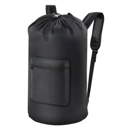 OTraki Laundry Bag Backpack, Large Travel Laundry Bags with Adjustable Shoulder Straps, Portable Heavy Duty Dirty Clothes Laundry Backpack for College Dorm,Drying Do Not Exceed 176℉ Black