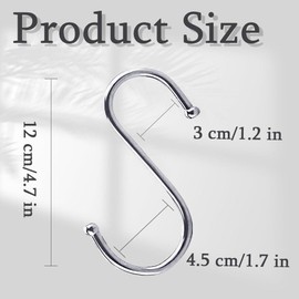 Basuit 10 Pcs S Hooks, S-Shaped Stainless Steel & Iron Hooks, Multifunction Tool for Kitchen, Bathroom, Outdoor, Garden, Office (Silver, Large)