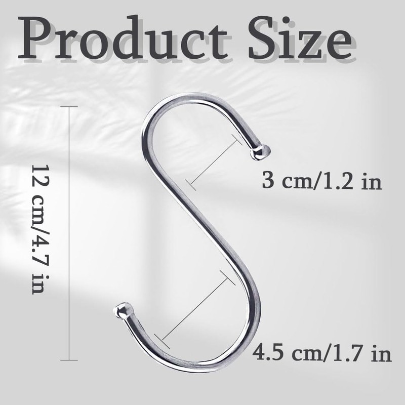 Basuit 10 Pcs S Hooks, S-Shaped Stainless Steel & Iron
